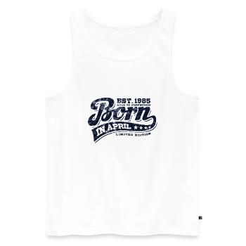 Born in April 1985 - Geburtstag - Geschenk - Männer Premium Bio Tank Top - Weiß - Vorne - Michal (187cm)