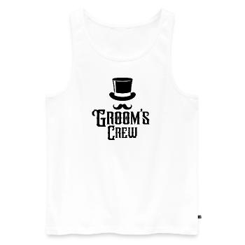 Groom's Crew Top Hat Schnurrbart Herren Junggesellenabschied - Männer Premium Bio Tank Top - Weiß - Vorne - Michal (187cm)