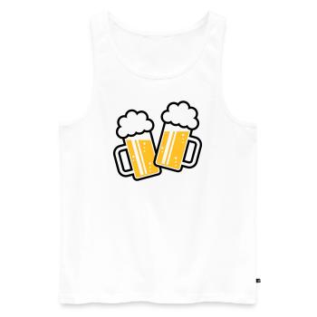 2 chopes de bière toast, à votre santé ! (Chopes à bière 2C) - Débardeur bio Premium Homme - blanc - Devant - AI Model Male 178 light (178cm)