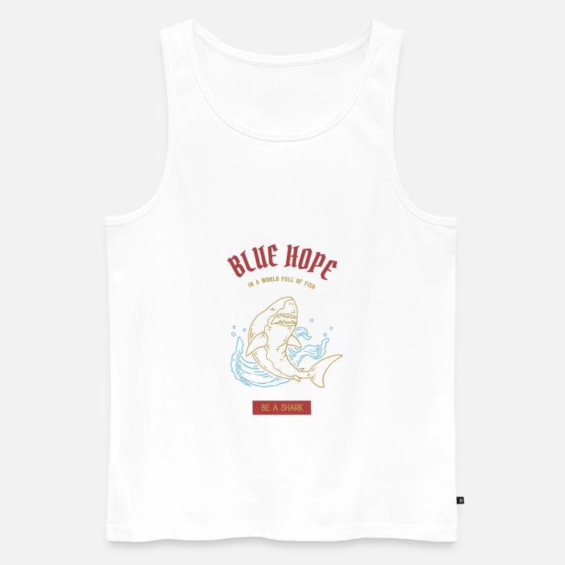„Blaue Hoffnung“ Haifisch | Tshirt & Geschenk - Männer Premium Bio Tank Top - Weiß