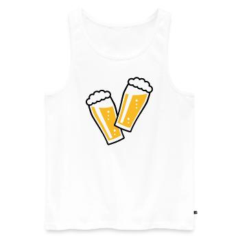 2 Biergläser Stoßen An (Bier / Willibecher / 2C) - Männer Premium Bio Tank Top - Weiß - Vorne - AI Model Male 178 light (178cm)