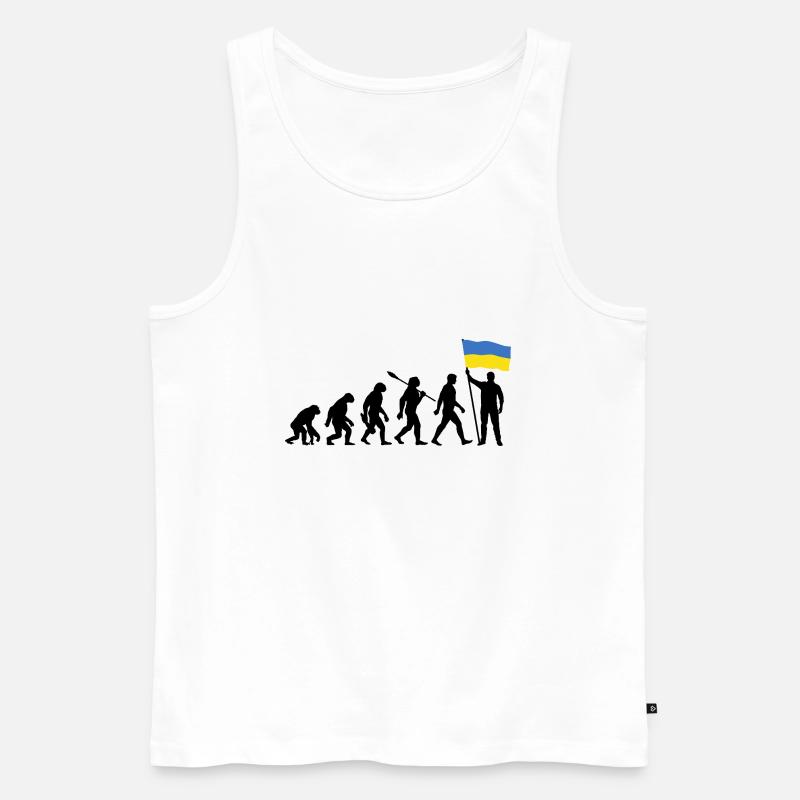 Ukraine - Evolution - Flagge - Nation - Männer Premium Bio Tank Top - Weiß