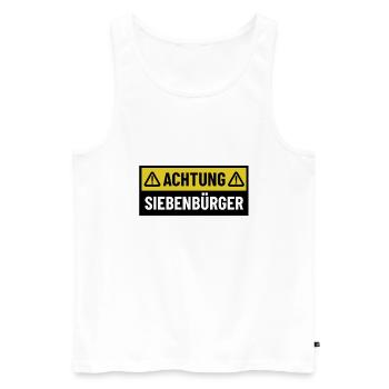 Achtung Siebenbürger - Regionaler Spruch - Männer Premium Bio Tank Top - Weiß - Vorne - Michal (187cm)
