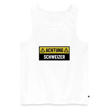 Achtung Schweizer - Regionaler Spruch - Männer Premium Bio Tank Top - Weiß - Vorne - Michal (187cm)