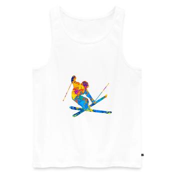 Ski Ski Ski Sports d’hiver Idée cadeau - Débardeur bio Premium Homme - blanc - Devant - Michal (187cm)