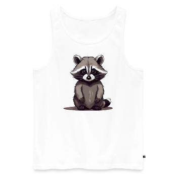 Waschbär sitzend - Männer Premium Bio Tank Top - Weiß - Vorne - Michal (187cm)