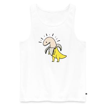 Dinosaure banane mature - Banana Dino - Débardeur bio Premium Homme - blanc - Devant - Michal (187cm)