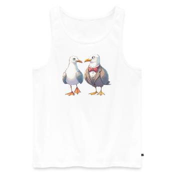 Mouettes Couple Costume Mouette Côte de la Mer du Nord Amour - Débardeur bio Premium Homme - blanc - Devant - Michal (187cm)