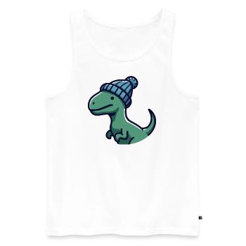 Baby T Rex Dino Dinosaur Beanie Hat Sticker - Men's Premium Organic Tank Top - white - Front - AI Model Male 178 light (178cm)
