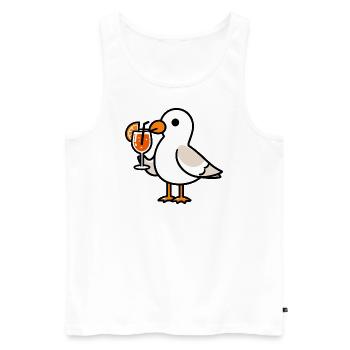 Mer du Nord Mouette Apéritif Aperoli Spritz Campari Boisson - Débardeur bio Premium Homme - blanc - Devant - AI Model Male 178 light (178cm)