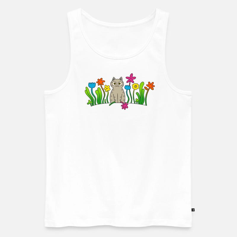 Katze mit einer blume - Männer Premium Bio Tank Top - Weiß