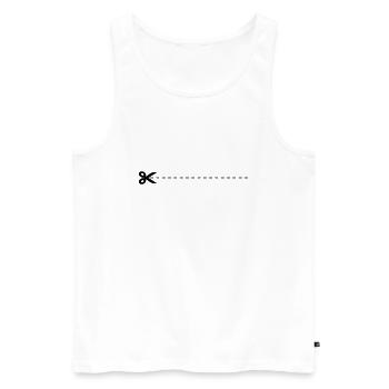 Schere an gestrichelter Linie - Männer Premium Bio Tank Top - Weiß - Vorne - AI Model Male 178 light (178cm)