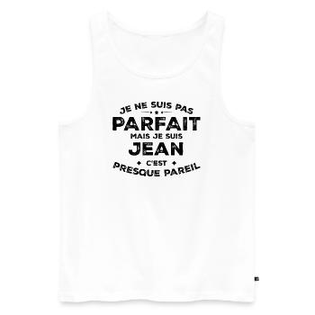 Jean Un Prénom, Une Attitude L’Humour Jean - Débardeur bio Premium Homme - blanc - Devant - AI Model Male 178 light (178cm)