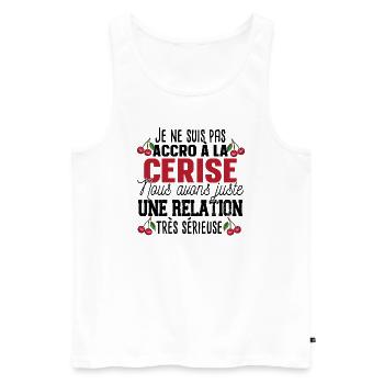 Cerise Fruit Relation Cadeau Humour Rouge - Débardeur bio Premium Homme - blanc - Devant - AI Model Male 178 light (178cm)