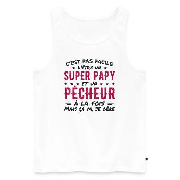 Super-Opa und Fischer-Geschenk - Männer Premium Bio Tank Top - Weiß - Vorne - Michal (187cm)