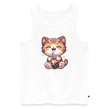 Katzen trinken Bubble Tea kawaii Boba Katze - Männer Premium Bio Tank Top - Weiß - Vorne - AI Model Male 178 light (178cm)