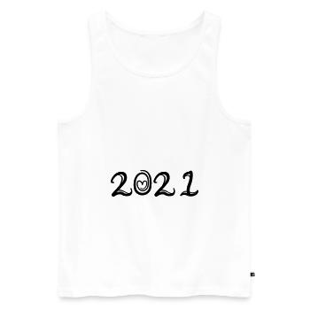 2021 year number symbol - Men's Premium Organic Tank Top - white - Front - AI Model Male 178 light (178cm)