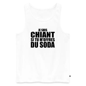 Man who adores: Soda. Funny Design Humor - Men's Premium Organic Tank Top - white - Front - Michal (187cm)