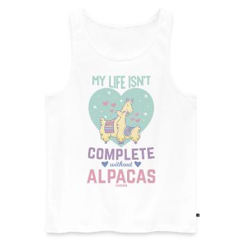 My Life Isn´t Complete Without Alpacas - Männer Premium Bio Tank Top - Weiß - Vorne - Michal (187cm)