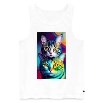 Merveilleux chats domestiques à poil court - Débardeur bio Premium Homme - blanc - Devant - AI Model Male 178 light (178cm)