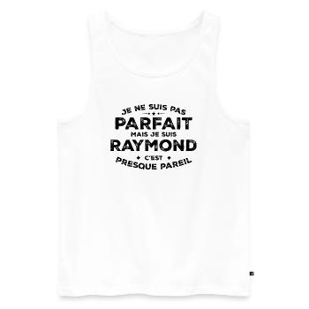 Raymond Un Prénom, Une Attitude L’Humour Raymond - Débardeur bio Premium Homme - blanc - Devant - AI Model Male 178 light (178cm)