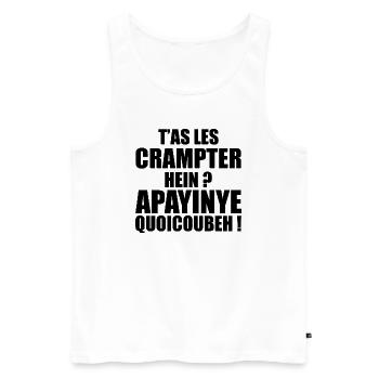 T'as Les Crampter Apayinye Quoicoubeh Humour - Débardeur bio Premium Homme - blanc - Devant - AI Model Male 178 light (178cm)