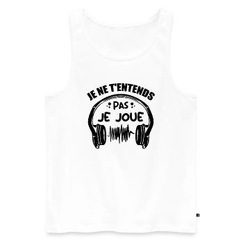 I can't hear you, I'm playing - Men's Premium Organic Tank Top - white - Front - AI Model Male 178 light (178cm)