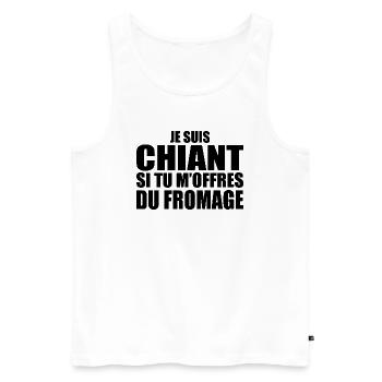 Man who adores: Cheese. Funny Design Humor - Men's Premium Organic Tank Top - white - Front - Michal (187cm)