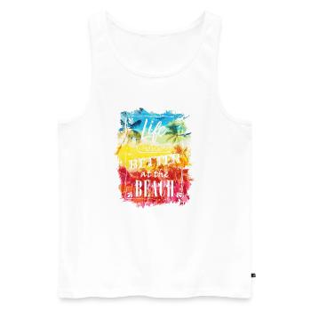 Beach Better Life - Men's Premium Organic Tank Top - white - Front - Michal (187cm)
