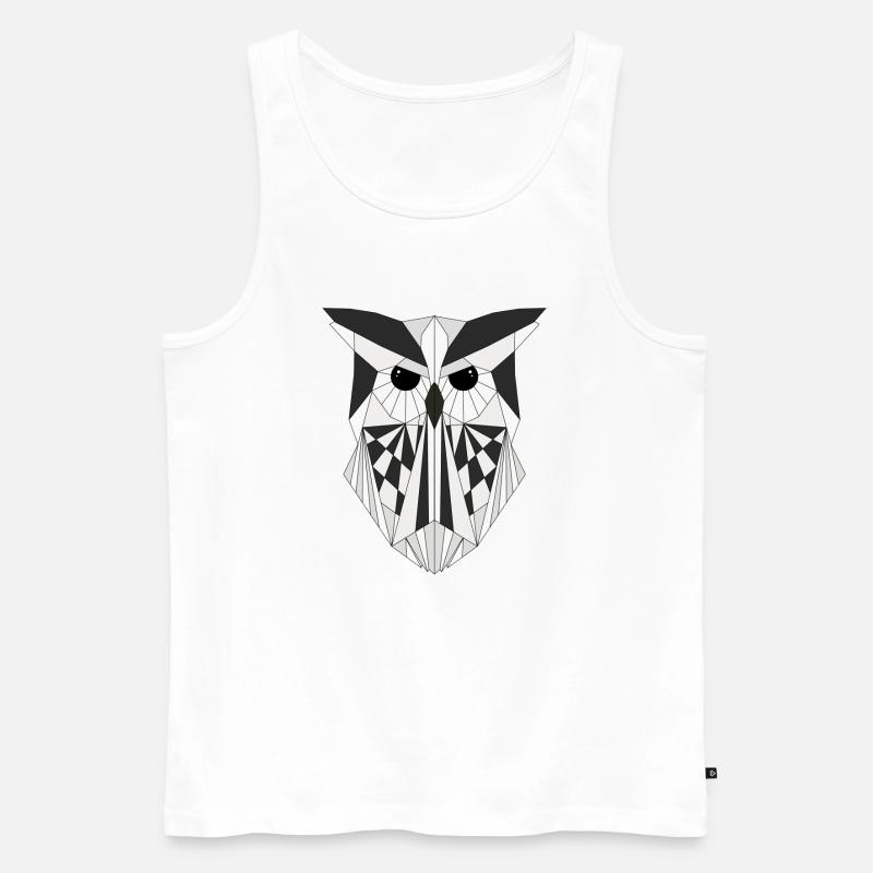 Weiße Eule geometrisch - Männer Premium Bio Tank Top - Weiß