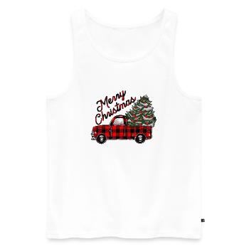 christmas truck, Merry Christmas Holiday - Men's Premium Organic Tank Top - white - Front - AI Model Male 178 light (178cm)