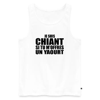 Homme qui adore : Yaourt. Design Drôle Humour - Débardeur bio Premium Homme - blanc - Devant - Michal (187cm)