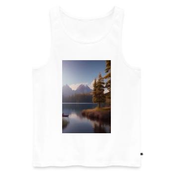 Landscape with lake and mountains - Men's Premium Organic Tank Top - white - Front - Michal (187cm)