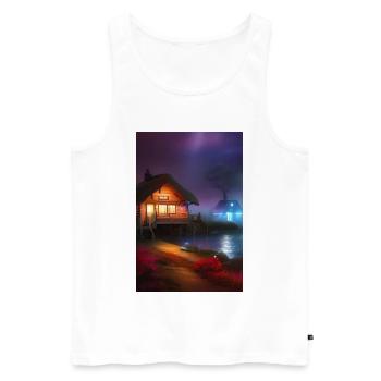 Charming Lakefront Cabin - Men's Premium Organic Tank Top - white - Front - AI Model Male 178 light (178cm)