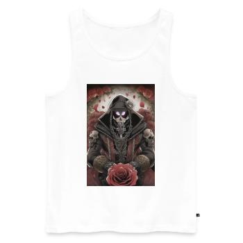 Totenkopf Mann - Männer Premium Bio Tank Top - Weiß - Vorne - AI Model Male 178 light (178cm)