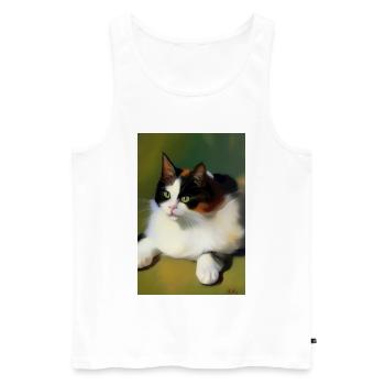 Katzen Bild - Männer Premium Bio Tank Top - Weiß - Vorne - AI Model Male 178 light (178cm)