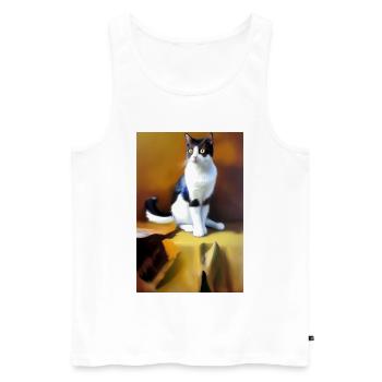 Katzen Bild - Männer Premium Bio Tank Top - Weiß - Vorne - AI Model Male 178 light (178cm)