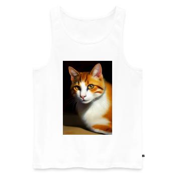 Katzen Bild - Männer Premium Bio Tank Top - Weiß - Vorne - AI Model Male 178 light (178cm)