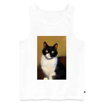 Katzen Bild - Männer Premium Bio Tank Top - Weiß - Vorne - AI Model Male 178 light (178cm)