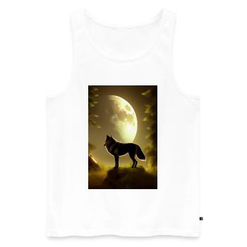 Wolf und Mond - Männer Premium Bio Tank Top - Weiß - Vorne - AI Model Male 178 light (178cm)
