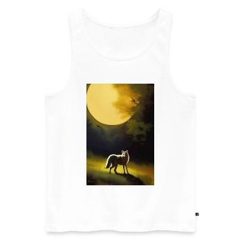 Wolf und Mond - Männer Premium Bio Tank Top - Weiß - Vorne - AI Model Male 178 light (178cm)