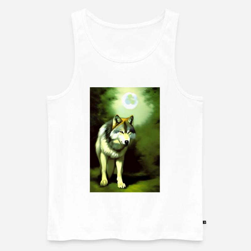 Wolf und Mond - Männer Premium Bio Tank Top - Weiß