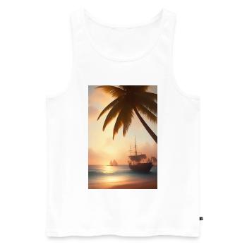 Caribbean Palm Beach - Men's Premium Organic Tank Top - white - Front - AI Model Male 178 light (178cm)