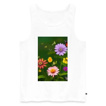 Fleurs et papillon - Débardeur bio Premium Homme - blanc - Devant - Michal (187cm)