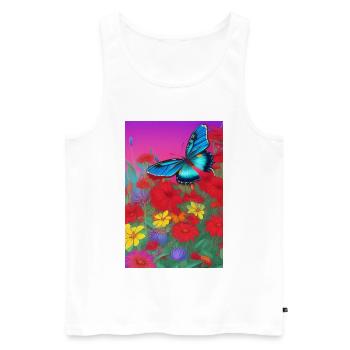 Fleurs et papillon - Débardeur bio Premium Homme - blanc - Devant - Michal (187cm)