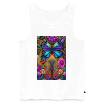 Fleurs et papillon - Débardeur bio Premium Homme - blanc - Devant - Michal (187cm)