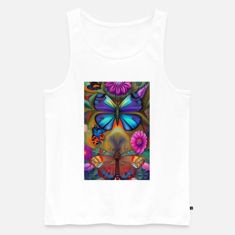 Blumen und Schmetterling - Männer Premium Bio Tank Top - Weiß