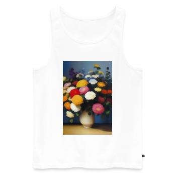 Fleurs et papillon - Débardeur bio Premium Homme - blanc - Devant - Michal (187cm)