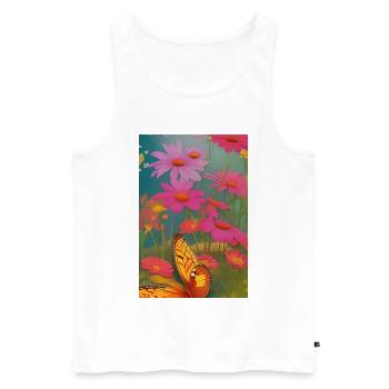 Fleurs et papillon - Débardeur bio Premium Homme - blanc - Devant - Michal (187cm)