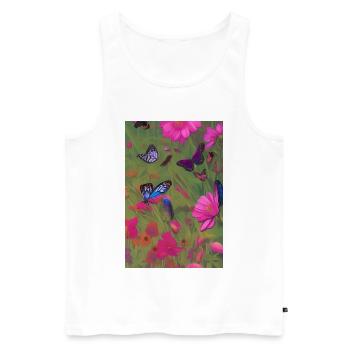 Fleurs et papillon - Débardeur bio Premium Homme - blanc - Devant - Michal (187cm)